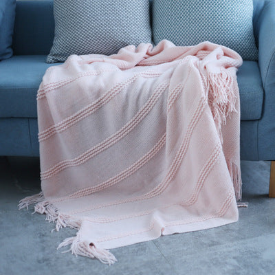 Knitted Sofa Air Conditioner Bedding Blanket Plain Color