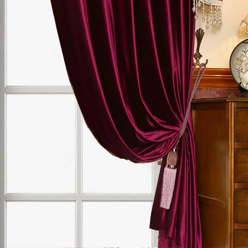 Luxury Festive Velvet Red Bedroom Living Room Blackout Curtains