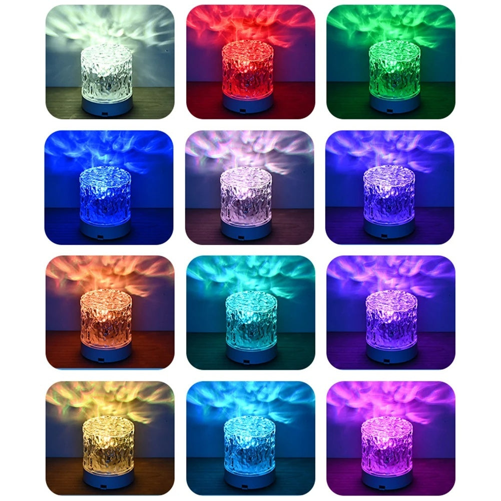 Crystal Lamp Water Ripple Projector Night Light Decoration Home