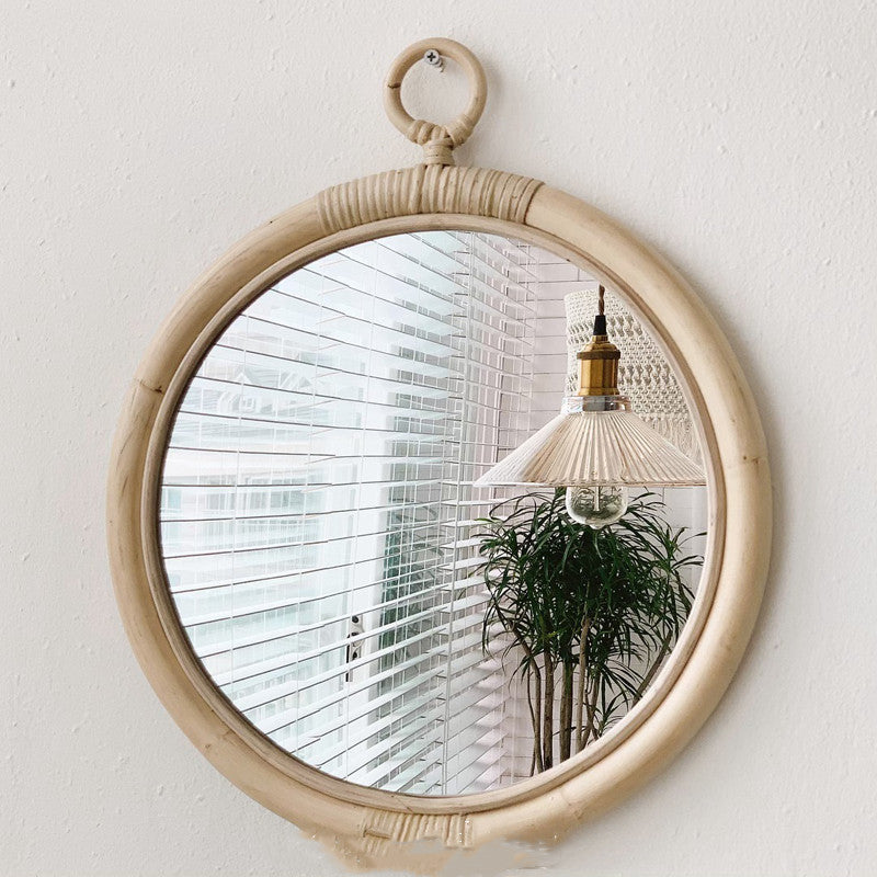 Retro Style Handmade Rattan Mirror Bedroom Home