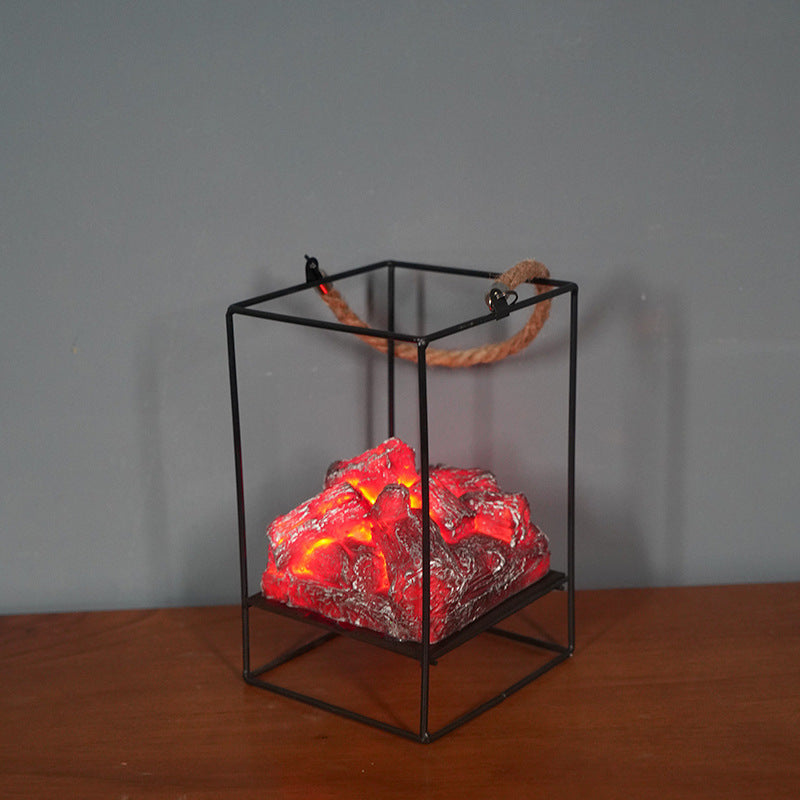 LED Flame Light Home Simulated Charcoal Fireplace Lamp