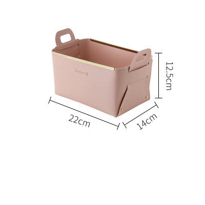 Nordic Desktop PU Leather Large Storage Box Folding Living Room