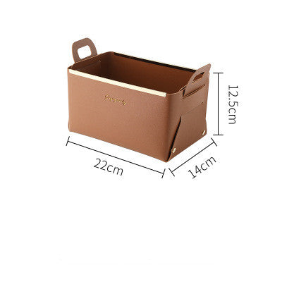 Nordic Desktop PU Leather Large Storage Box Folding Living Room