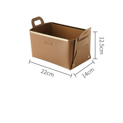 Nordic Desktop PU Leather Large Storage Box Folding Living Room