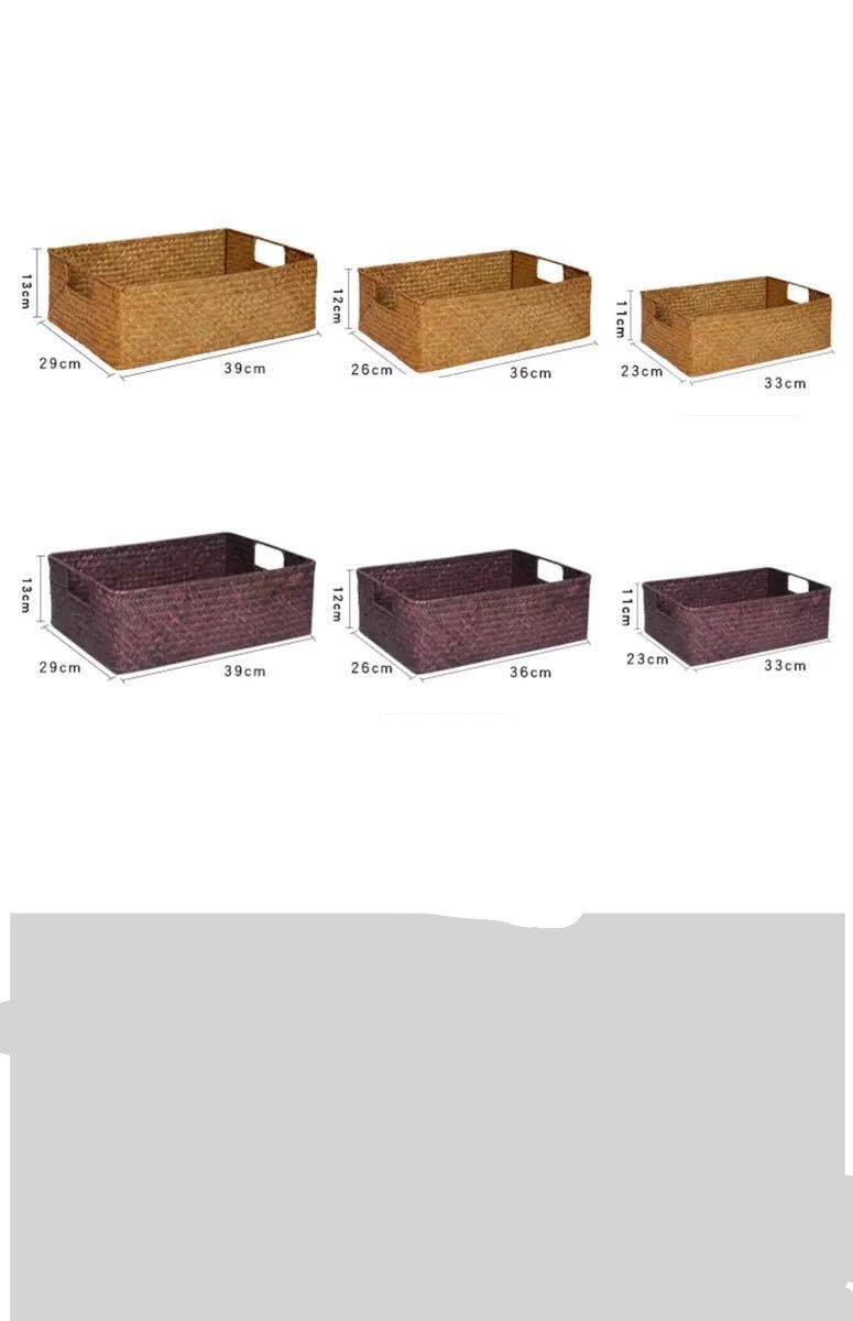 Straw Woven Rectangular Storage Baskets, Finishing Baskets