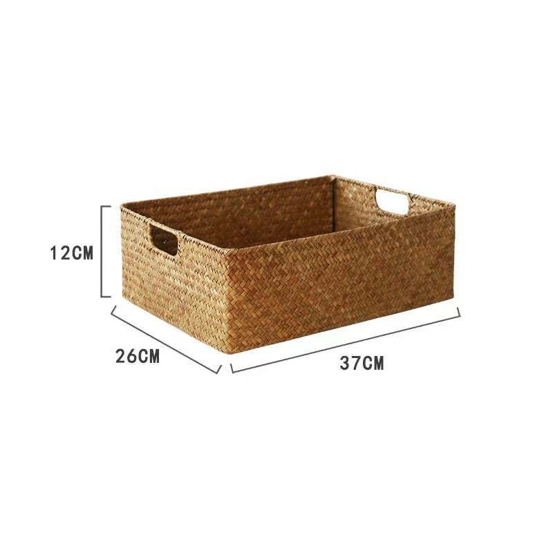 Straw Woven Rectangular Storage Baskets, Finishing Baskets