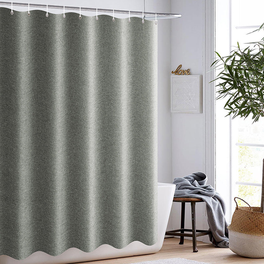 Thick Grey Shower Curtains Imitation Linen Fabric Waterproof