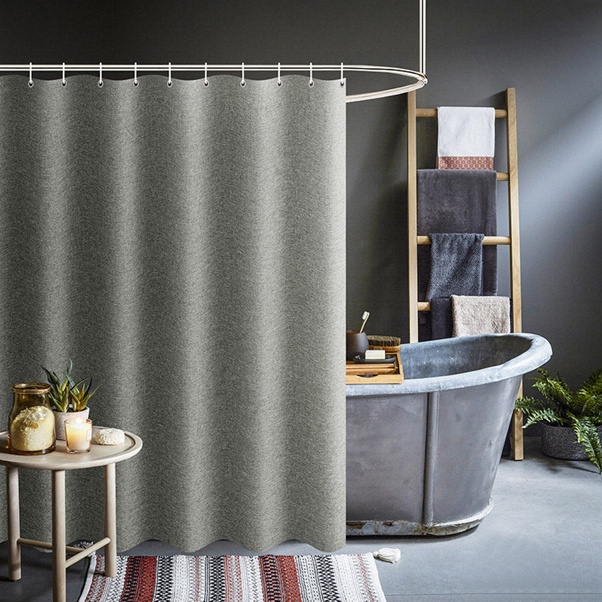 Thick Grey Shower Curtains Imitation Linen Fabric Waterproof