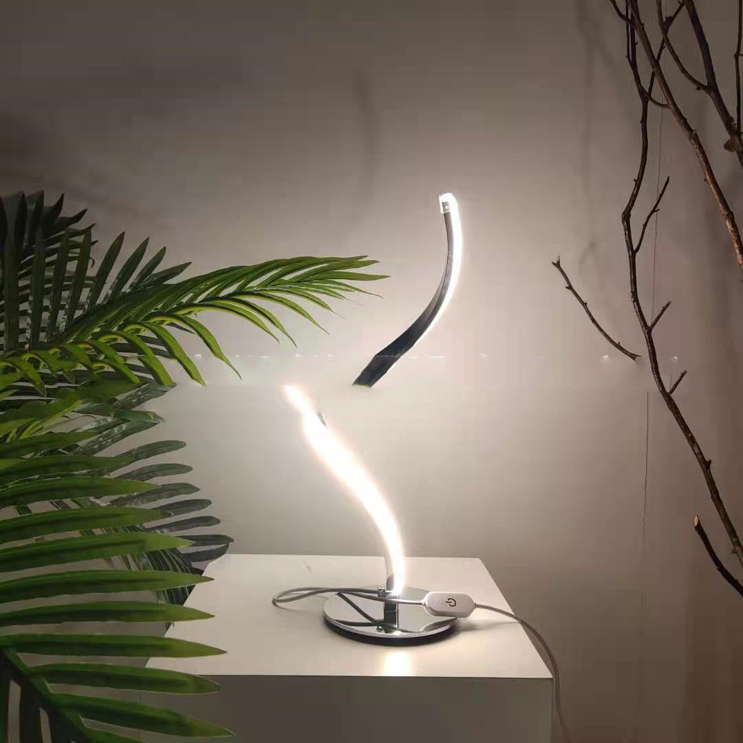 LED Spiral Table Lamp Curved Desk Bedside Lamp Cool Touch Dimming