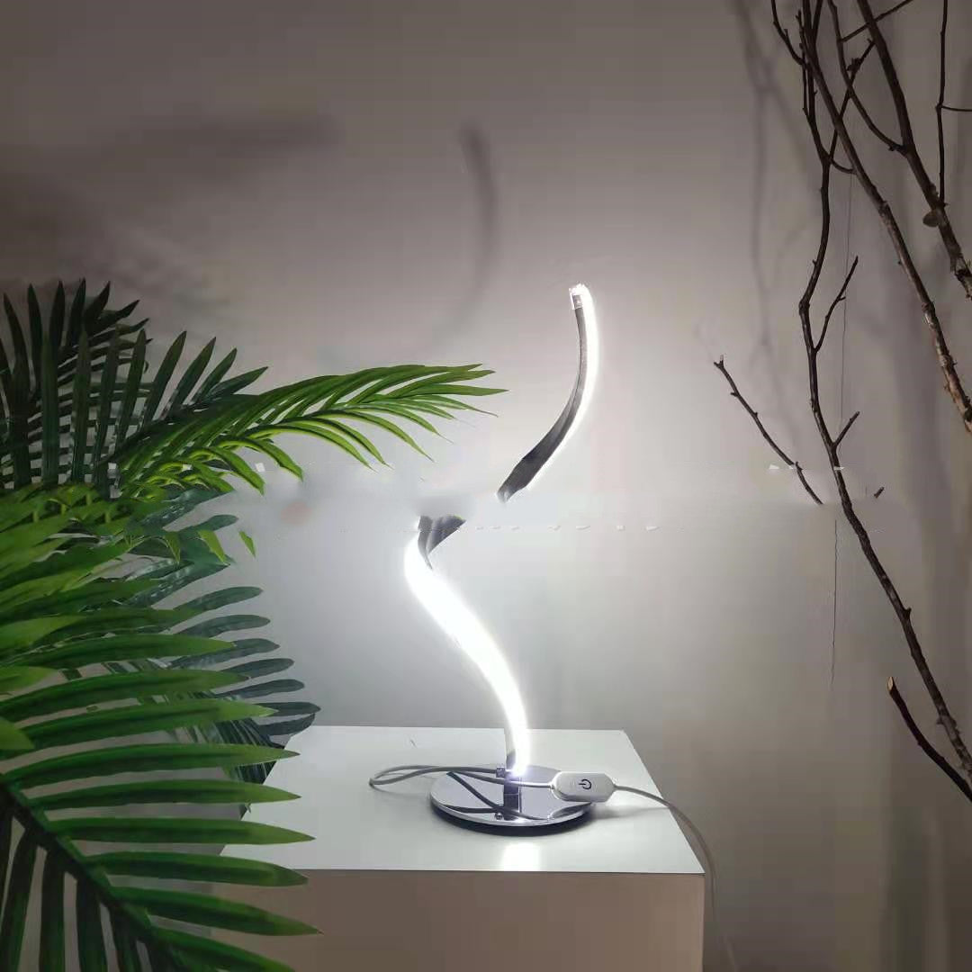 LED Spiral Table Lamp Curved Desk Bedside Lamp Cool Touch Dimming