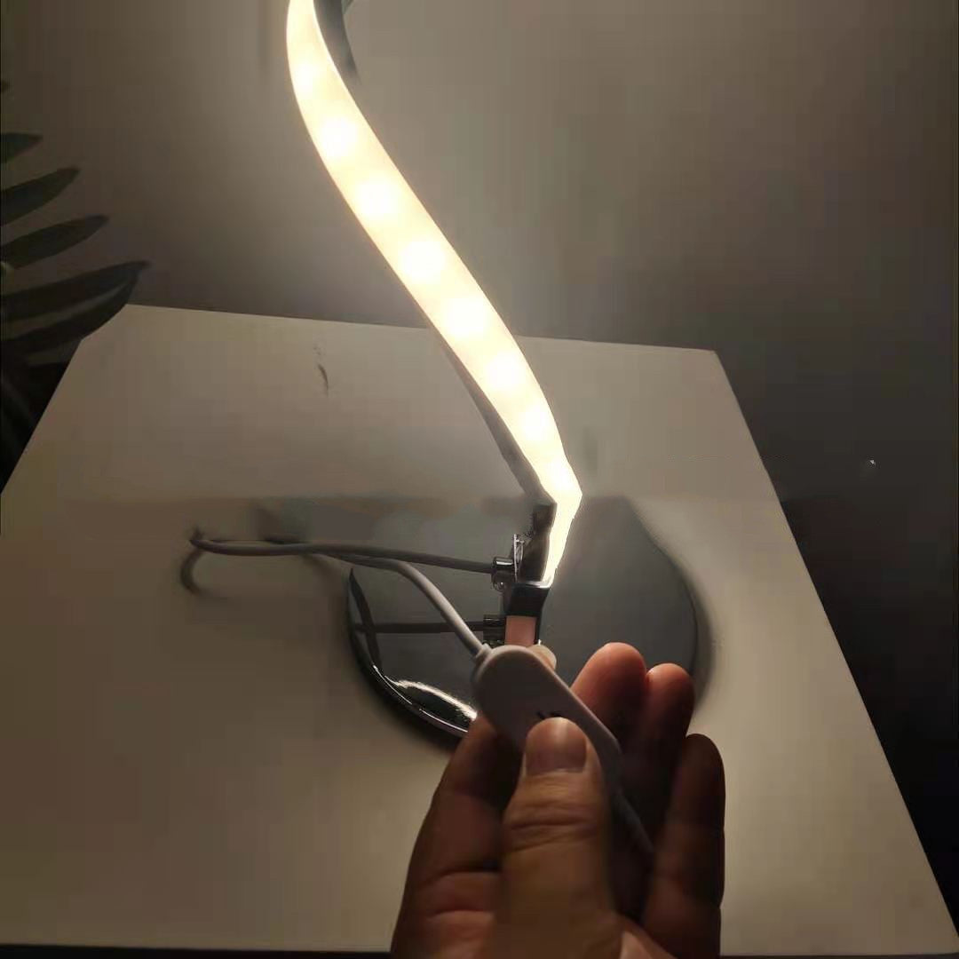 LED Spiral Table Lamp Curved Desk Bedside Lamp Cool Touch Dimming