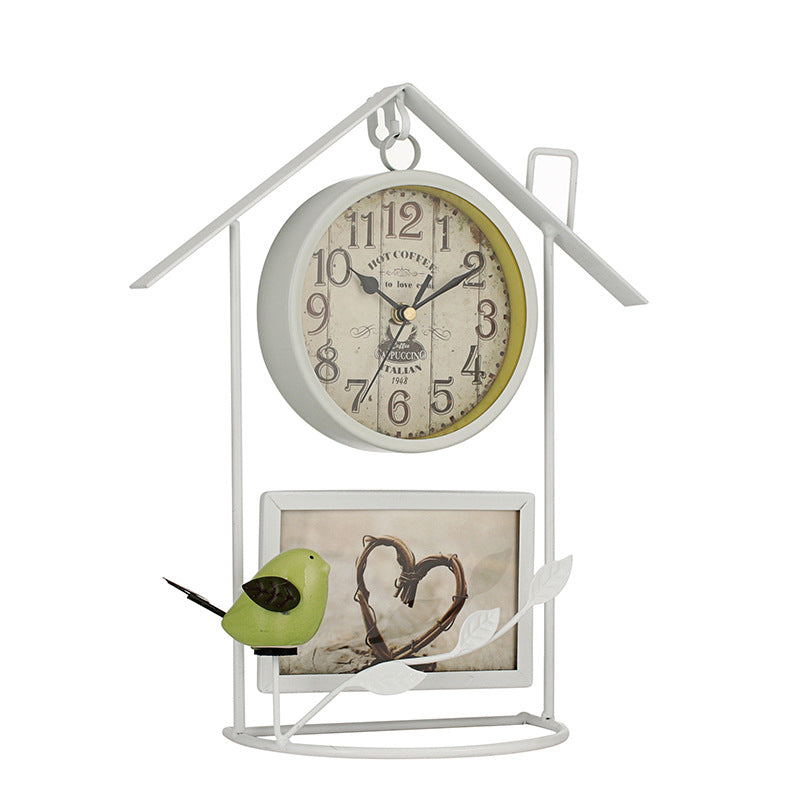 Cross-Border Retro Wrought Iron Birdcage Wall Clock Decoration
