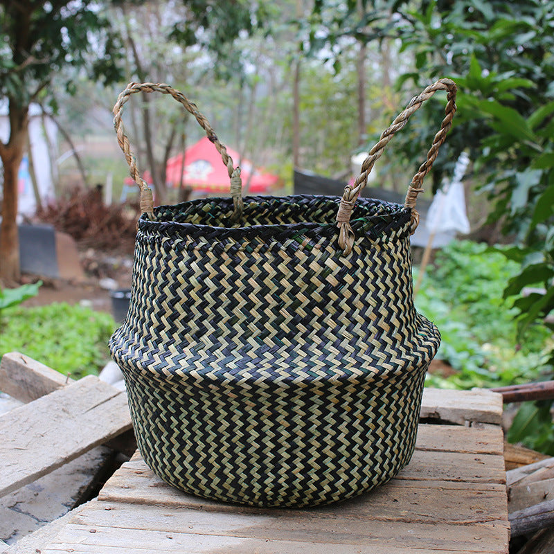 Straw Pot-Bellied Flower Baskets, Flower Arrangement