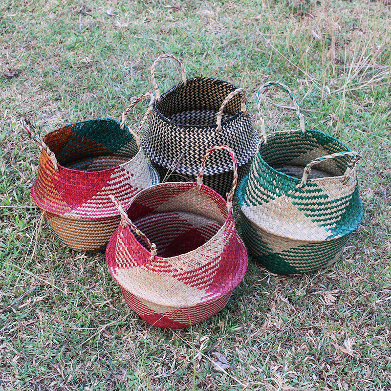 Straw Pot-Bellied Flower Baskets, Flower Arrangement