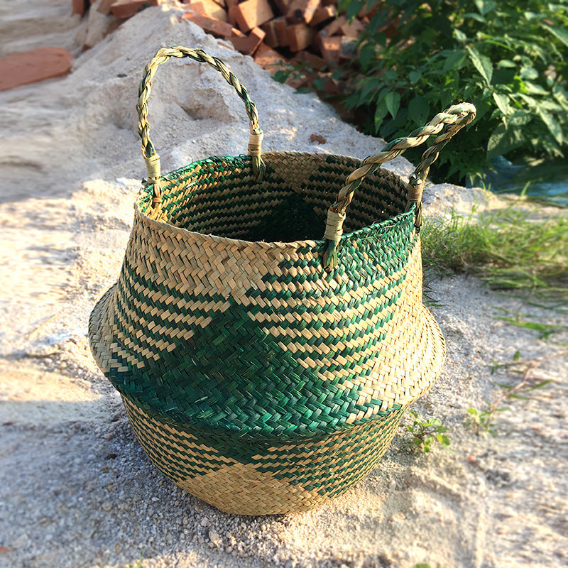 Straw Pot-Bellied Flower Baskets, Flower Arrangement