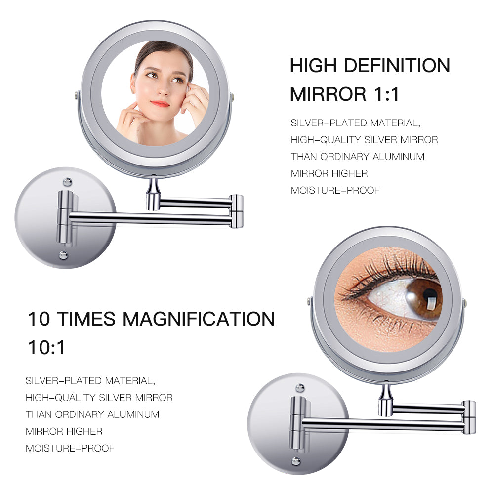 Bathroom Vanity Mirror Led With Lamp Folding Double-Sided