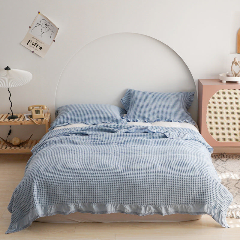 Japan Waffle Plaid Blankets for Bed Sofa Throws