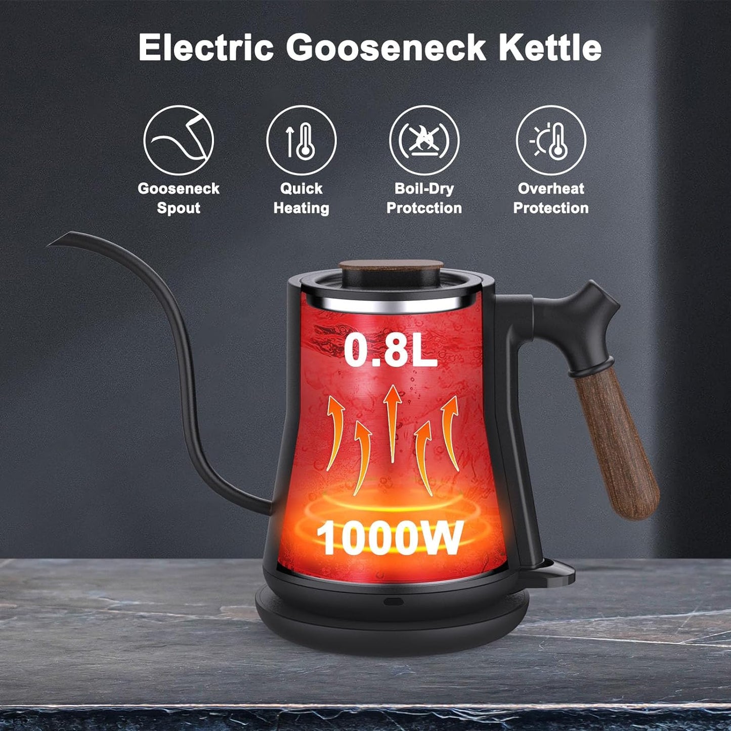 Gooseneck Electric Kettle, Pour Over Coffee Kettle Hot Water