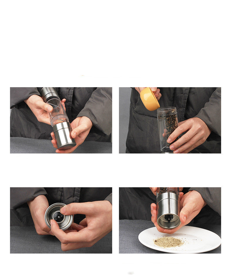 Black pepper grain grinder manual household kitchen glass seasoning bottle