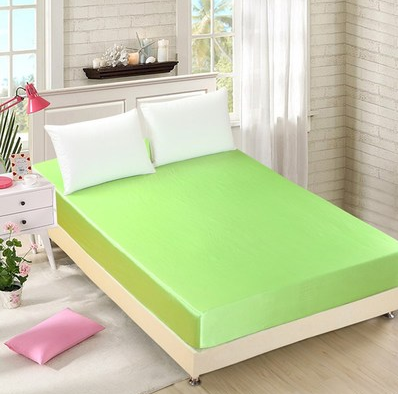 Summer ice silk silk silk bed solid color bed cover