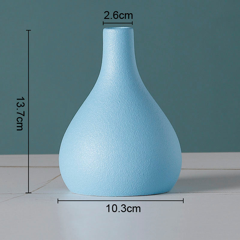 Simple Solid Color Ceramic Vases European Flower Arrangement Plant Pots