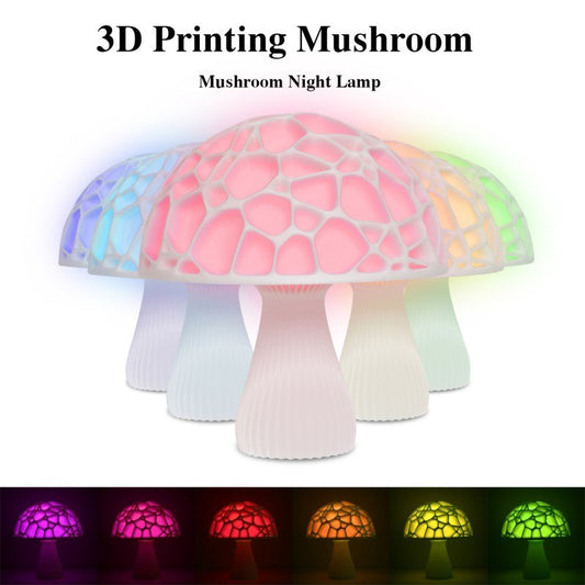 3D Printed 16 colors Led Mushroom Lamp Lovely Colorful Led Night Light