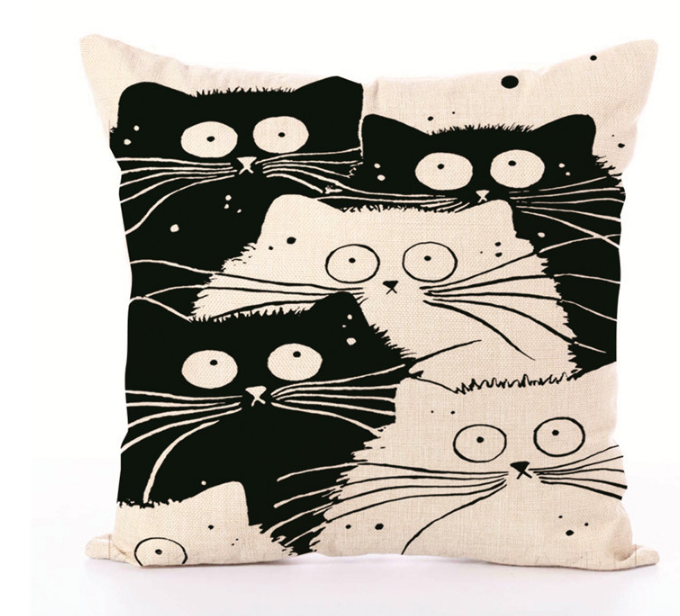 Black & White Cat Pillow Cases