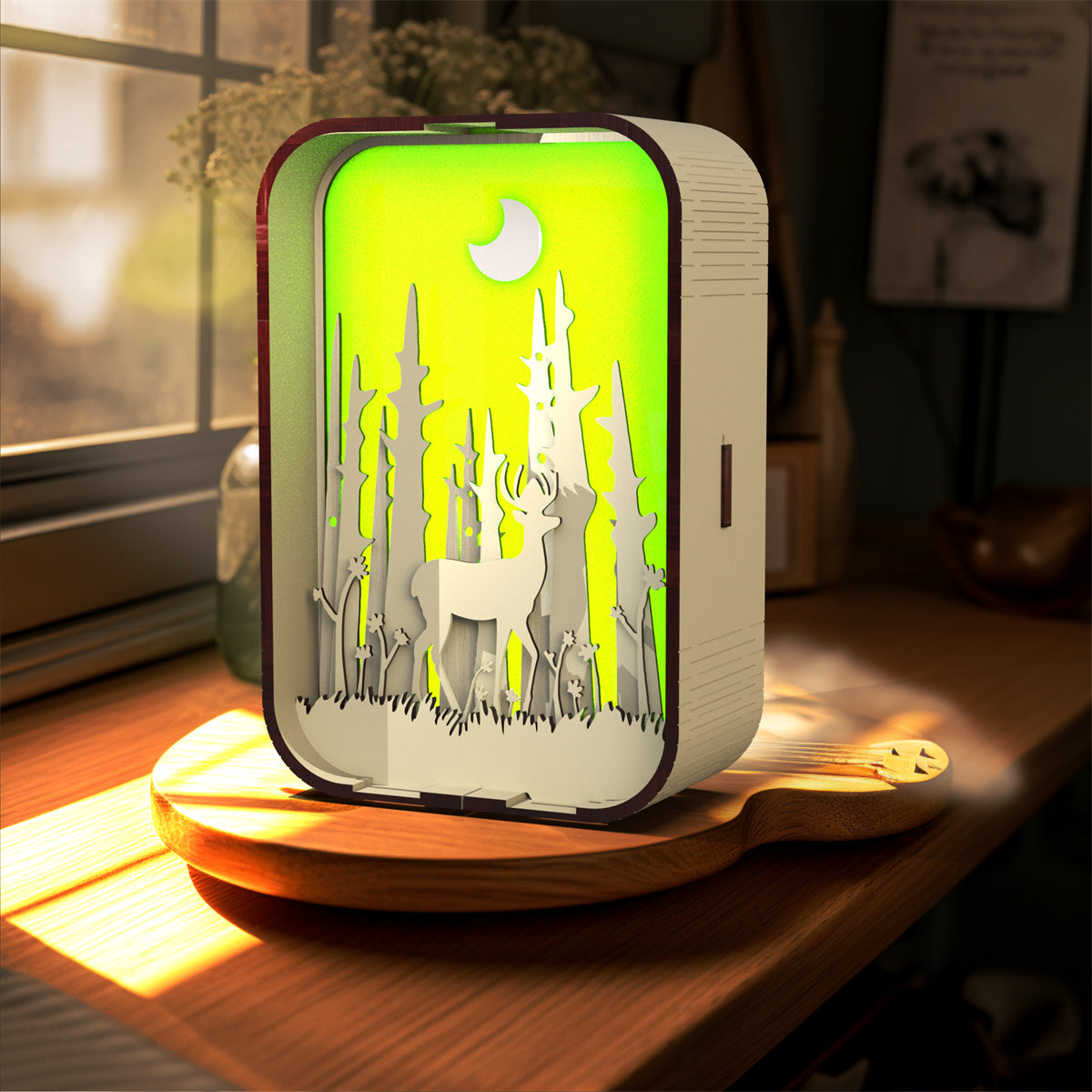 Woodcarving Light Creative Minimalist Bedside Night Light