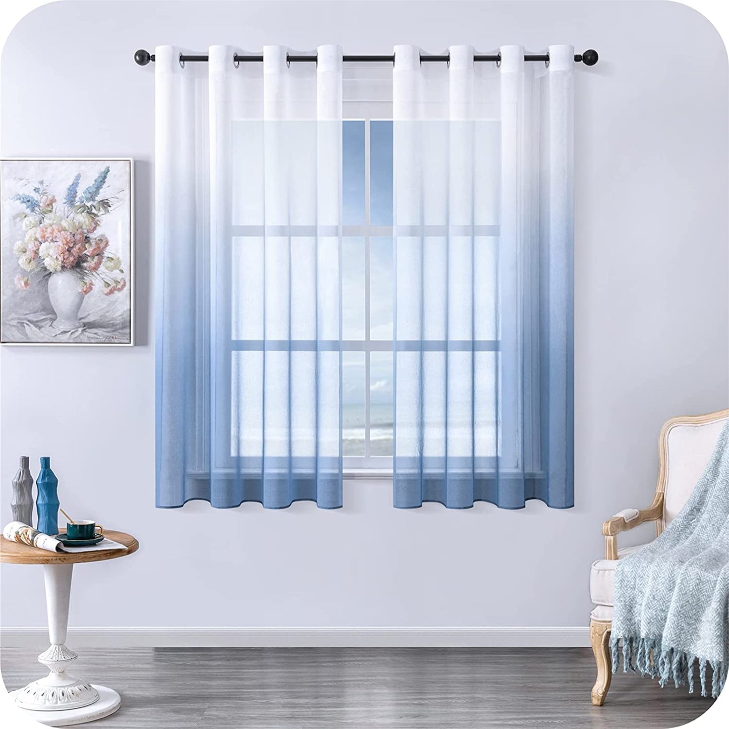 Morden Gradient Tulle Short Curtains For Living Room