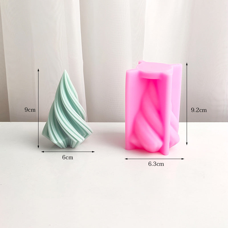 Large Rotary Cone Candle Mold DIY Christmas Tree Geometric Striped Soap