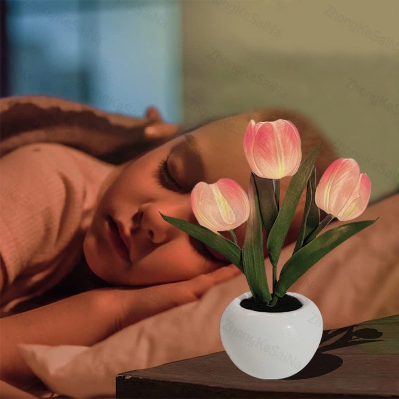LED Tulip Night Light Simulation Flower Table Lamp LED Lights