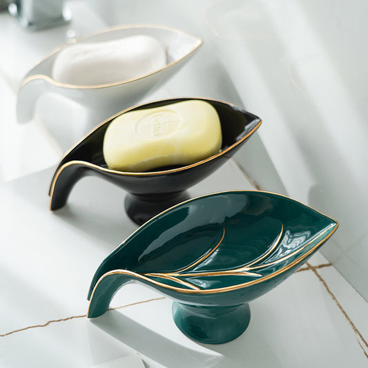 Ceramics Leaf Shape Soap Box Bathroom Soap Holder