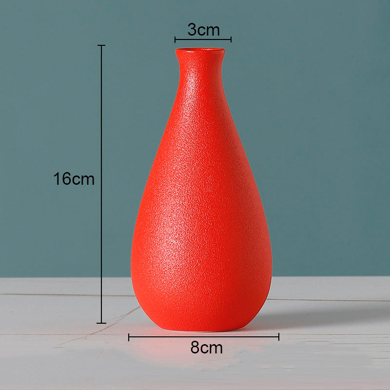 Simple Solid Color Ceramic Vases European Flower Arrangement Plant Pots