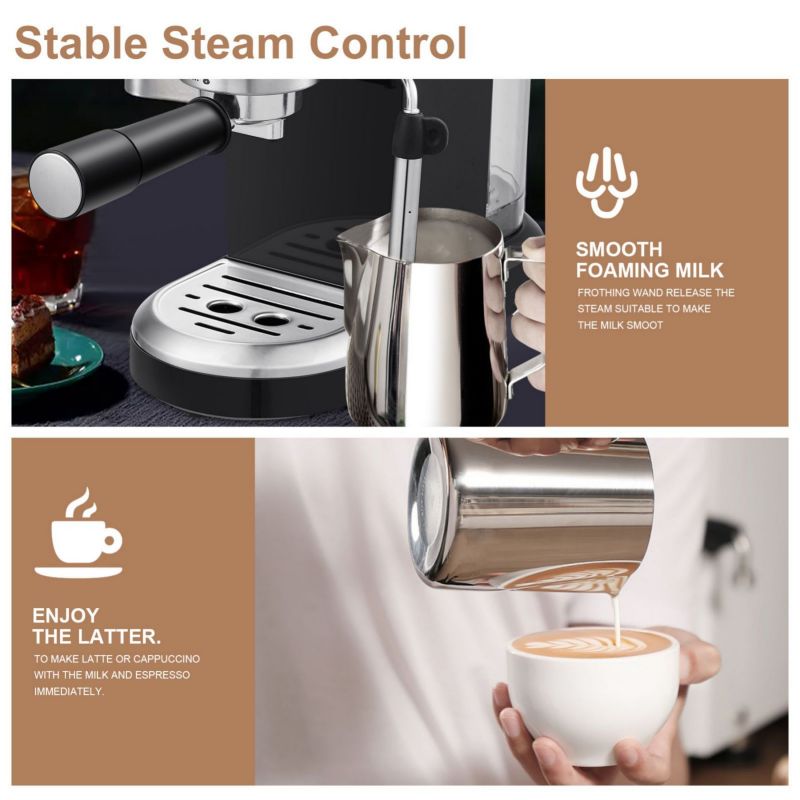 20 Bar Espresso Machine 1350W High Performance 1.4 Ldetachable