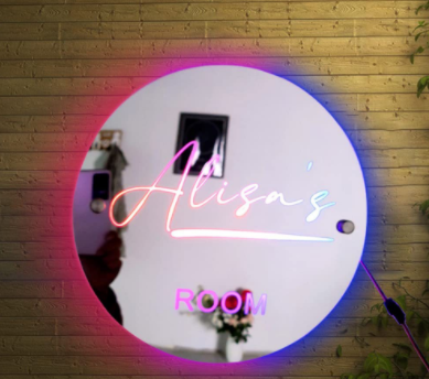 Personalized Name Mirror Light For Bedroom LED Light Up Mirror