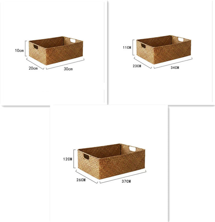 Straw Woven Rectangular Storage Baskets, Finishing Baskets