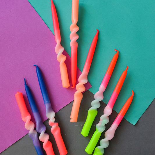 Design Spiral Handmade Colored Wax Neon Candles For Creative Gifts