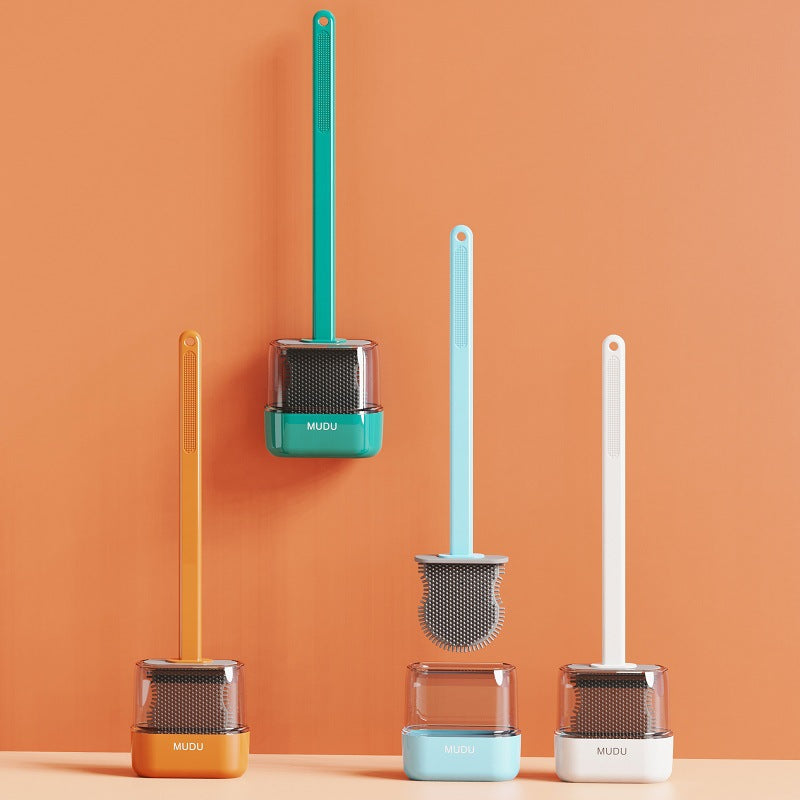 Small Crystal Silicone Toilet Brush Set Wall Mounted Household Cleaning Brush
