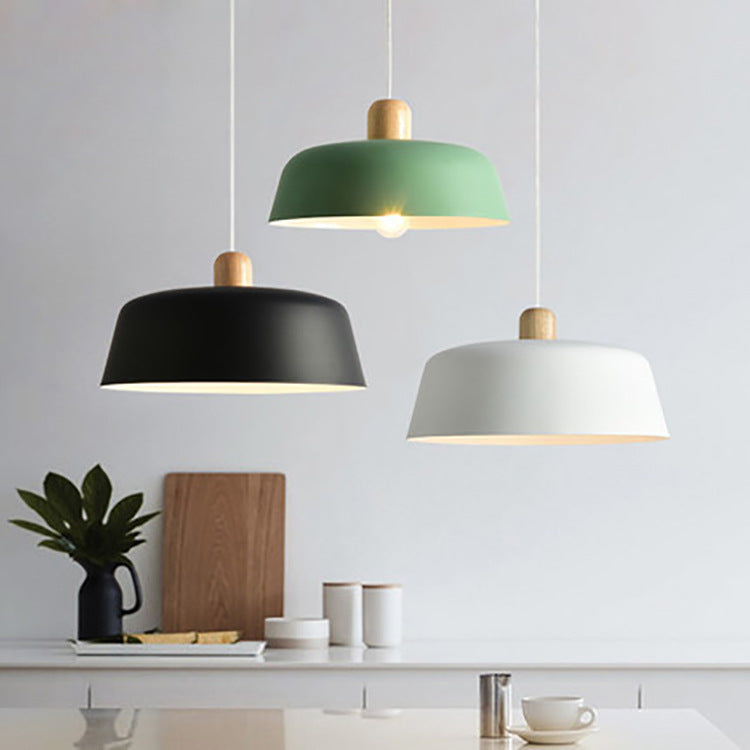 Nordic Wood Pendant Lighting Fixture Luminaire Round Kitchen Dining
