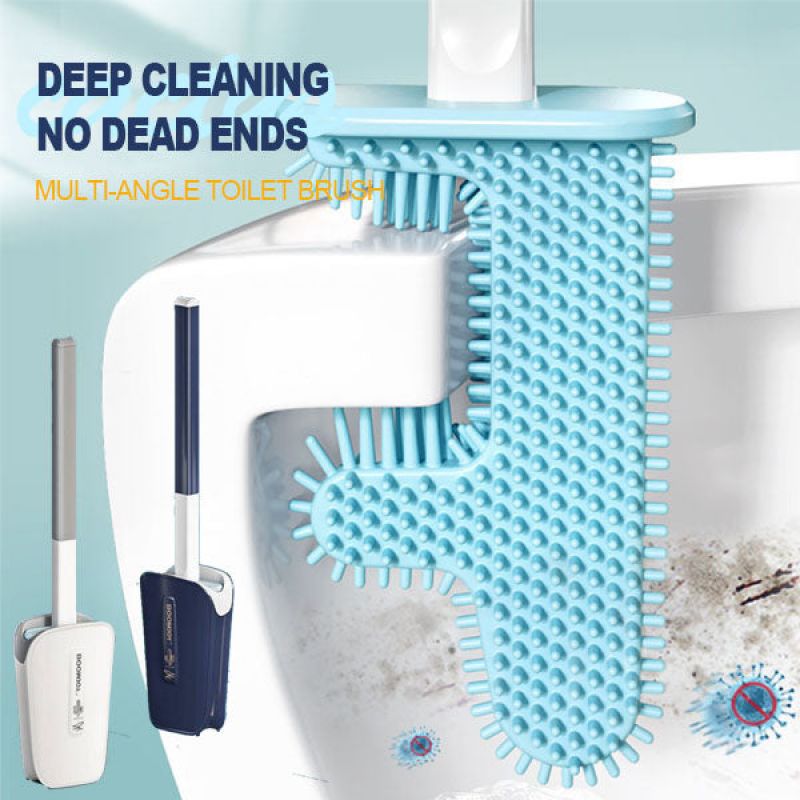 Household No Dead Corner Bathroom With Bucket Wall-mounted Cleaning Brush