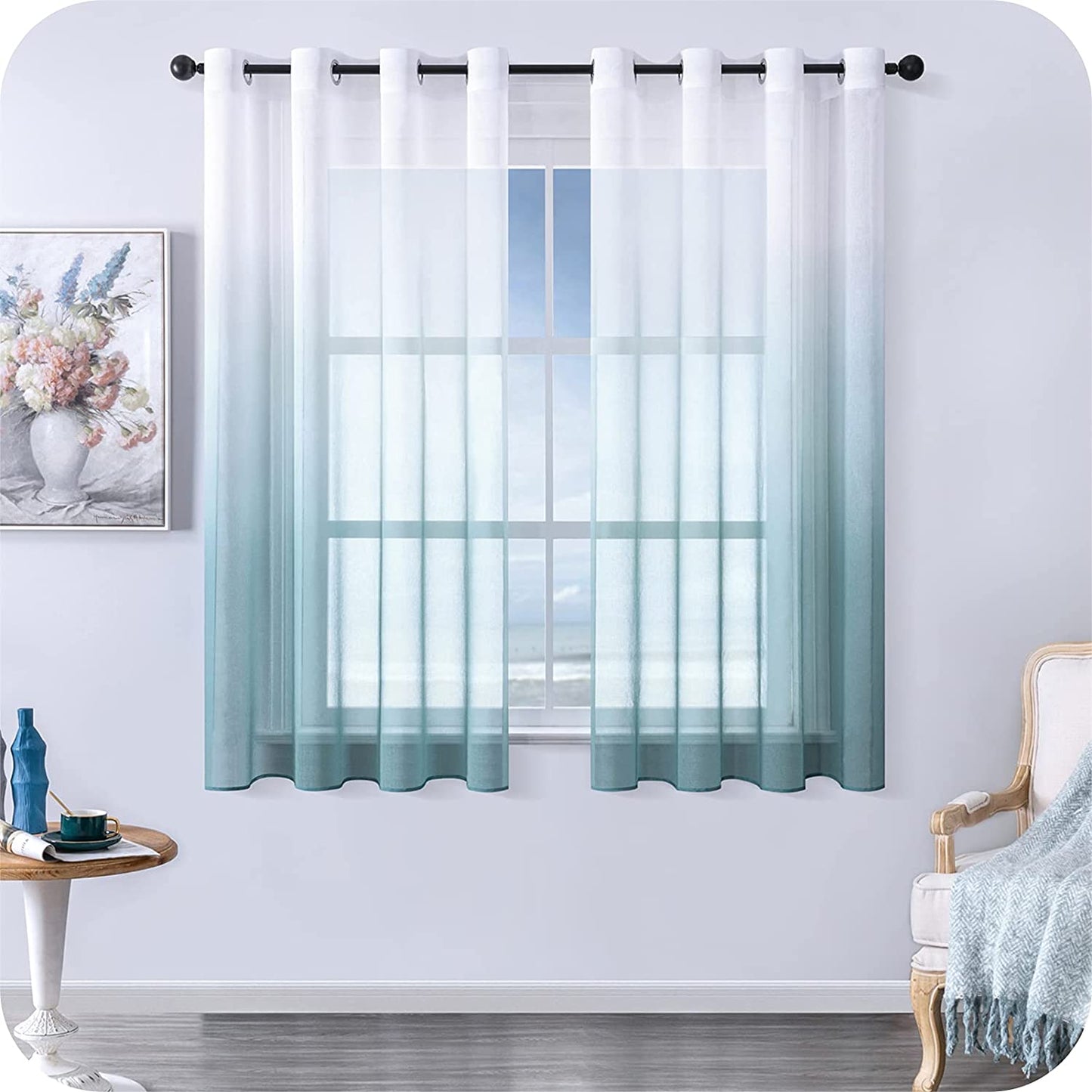 Morden Gradient Tulle Short Curtains For Living Room