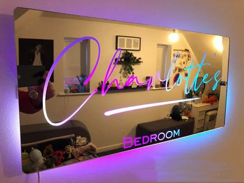 Personalized Name Mirror Light For Bedroom LED Light Up Mirror