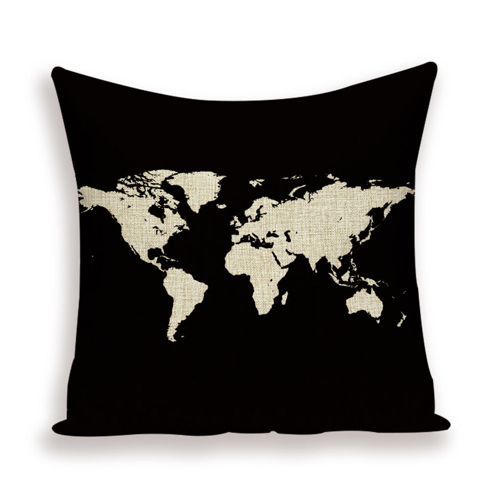 New Retro Toss Pillow Case European World Map Cushion Cover Seat