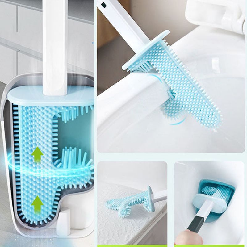 Household No Dead Corner Bathroom With Bucket Wall-mounted Cleaning Brush