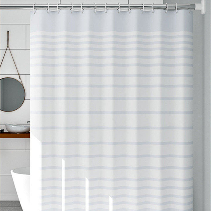 White Striped Waterproof Bathroom Door Curtains