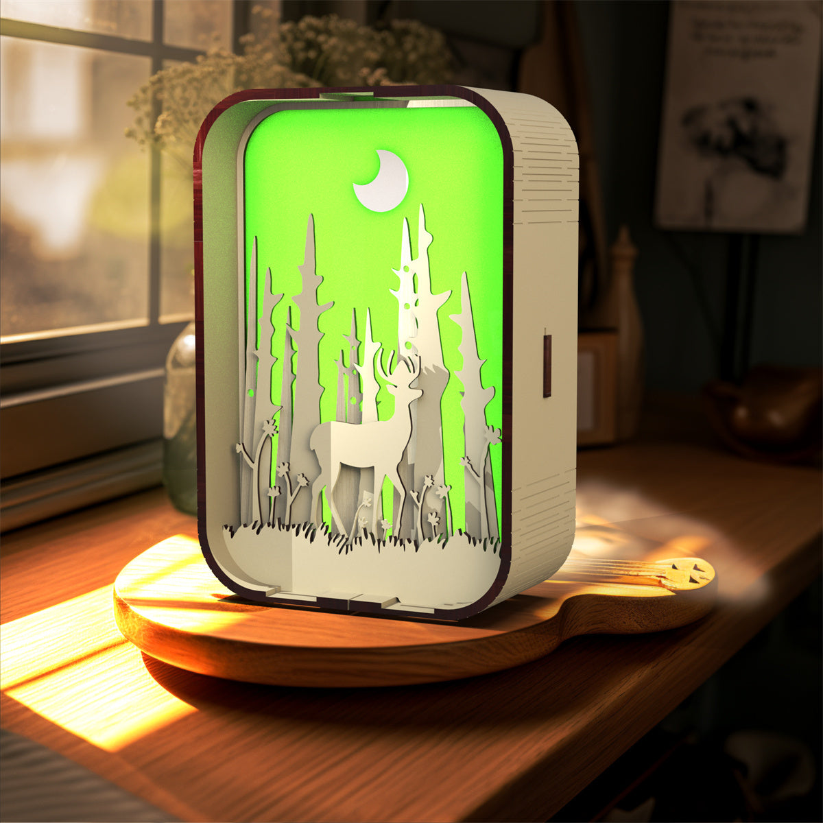 Woodcarving Light Creative Minimalist Bedside Night Light