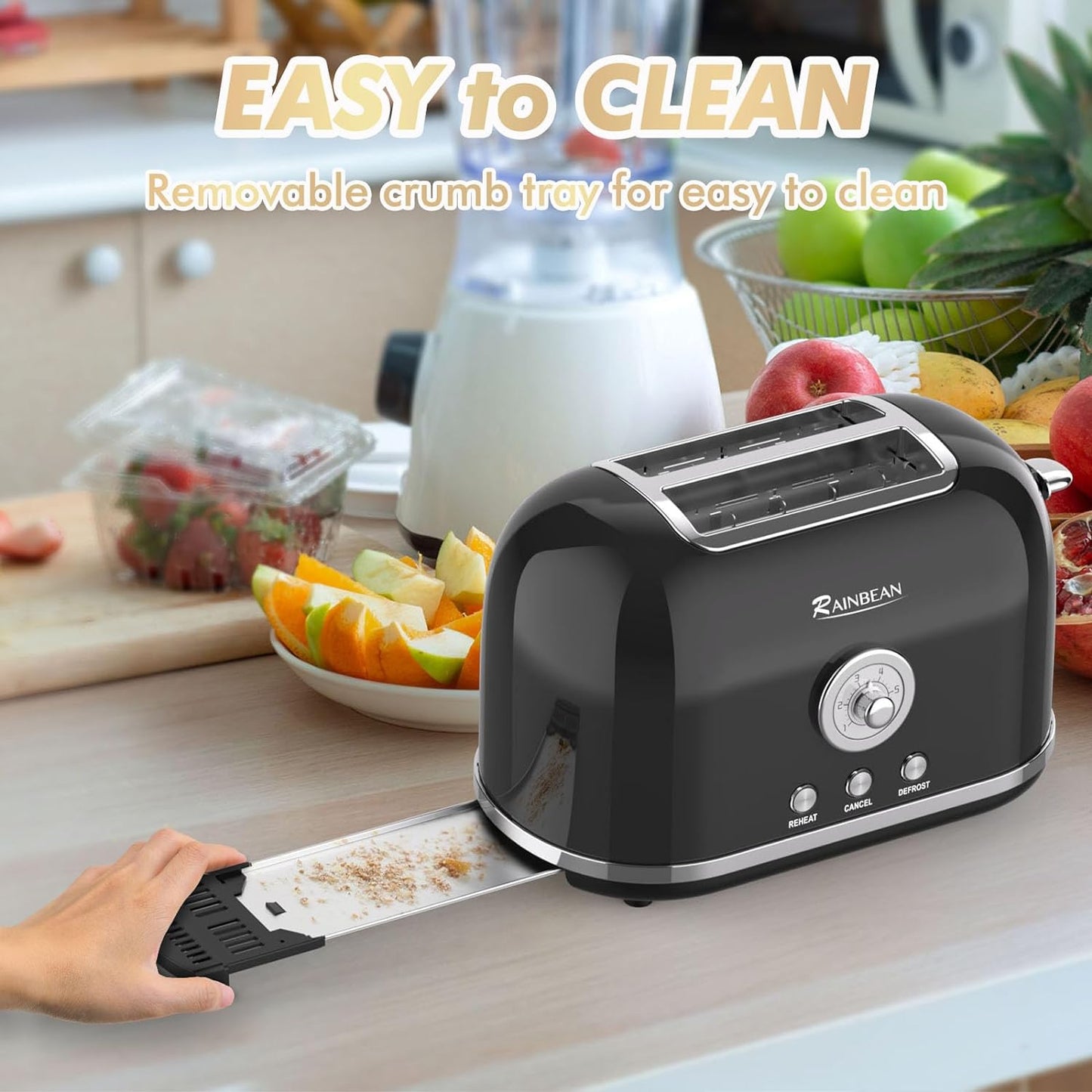 Toaster 2 Slice Retro Toaster Stainless Steel With 6 Bread Shade