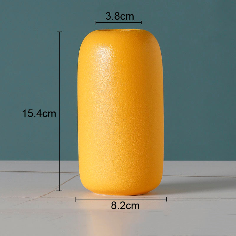 Simple Solid Color Ceramic Vases European Flower Arrangement Plant Pots