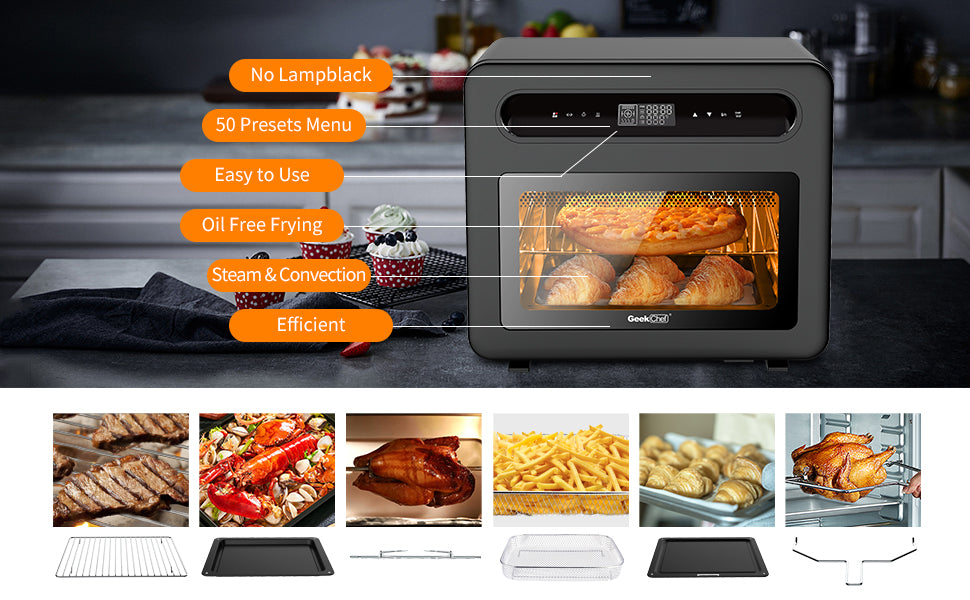 Air Fryer Toast Oven Combo Steam Convection Oven Countertop