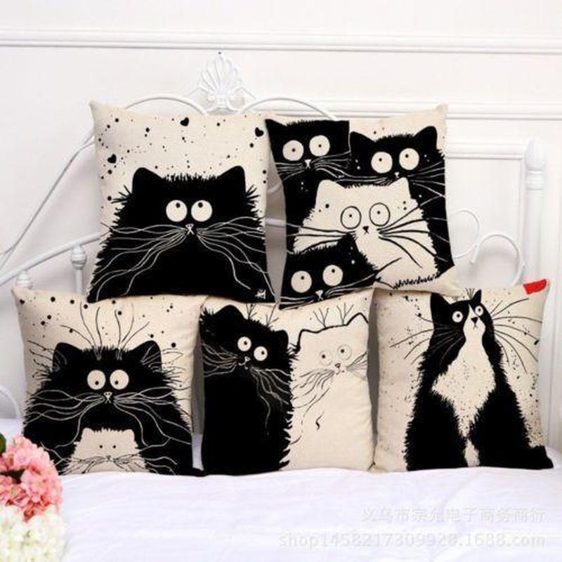 Black & White Cat Pillow Cases
